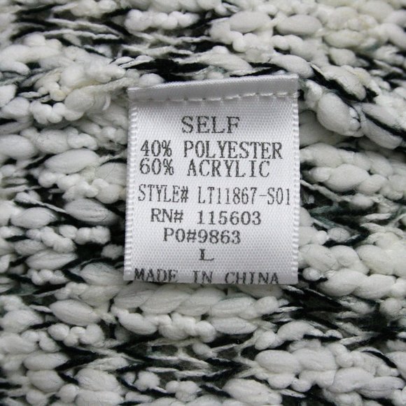 Lush Bobbles & Lace Mottled Black & White Polyester Blend Sweater SZ L NWT - Picture 10 of 11